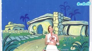 Cuki tini wilma flintstone cosplayben masturbál és cidázza a termetes fazsat
