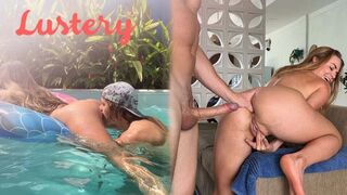 Buxom világos szőke amateur popsiját kufircolják úszás után